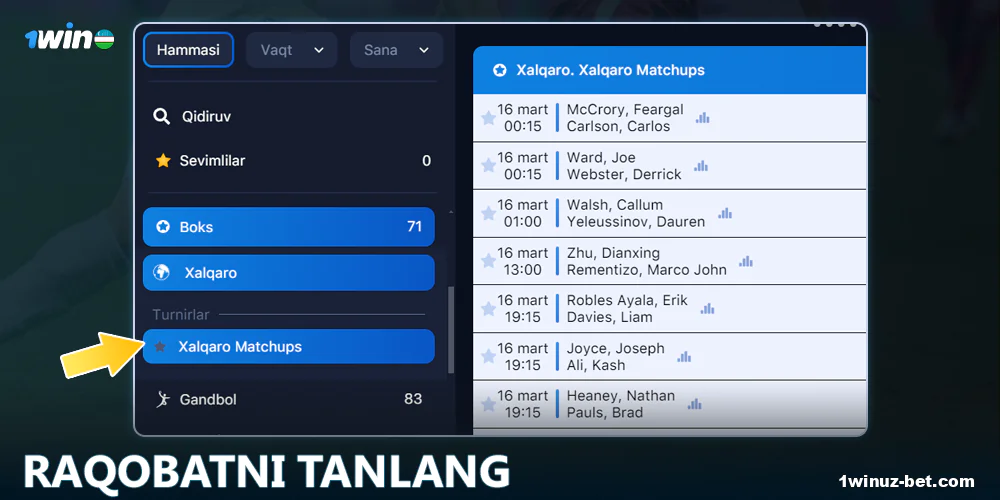 1Win O'zbekistonda boks jangini tanlang