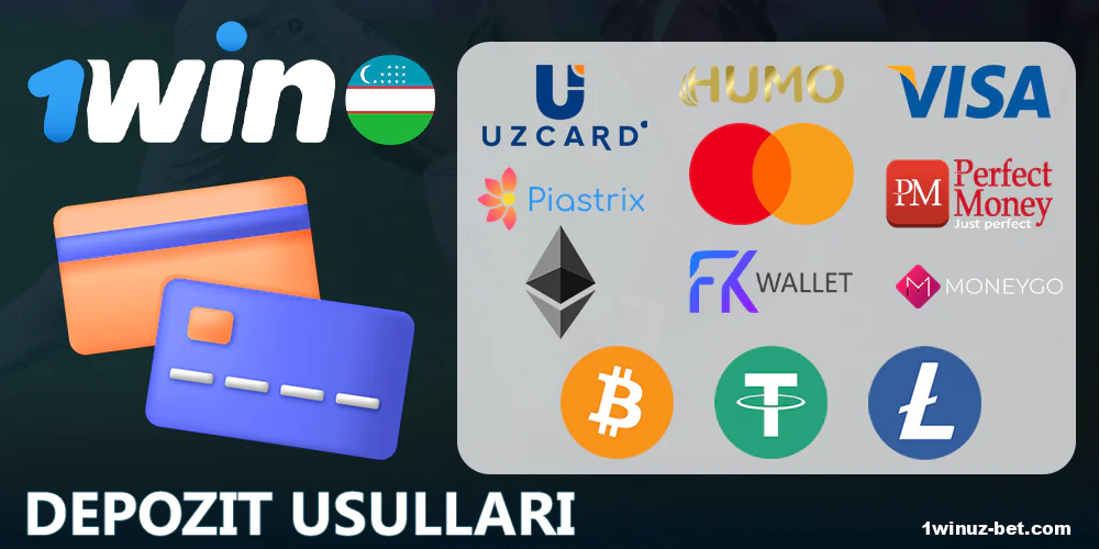 1Win O'zbekiston uchun mavjud depozit imkoniyatlari.